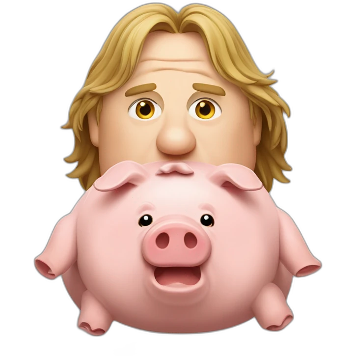 Depardieu qui mange un cochon à la broche emoji