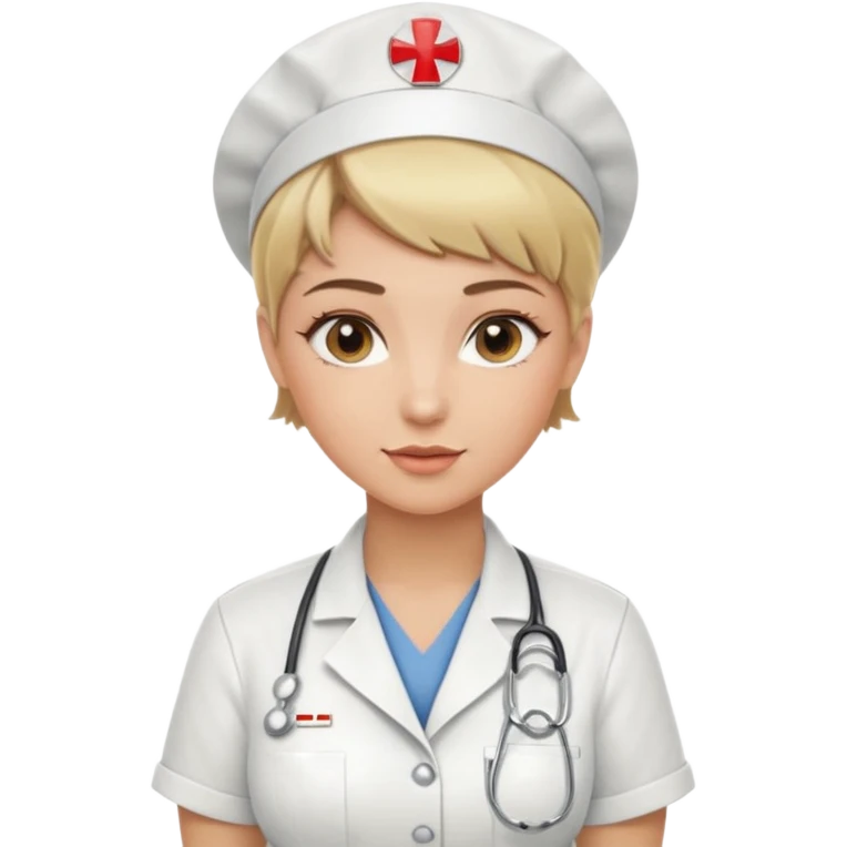 Sexy nurse blonde, wild short hair, Brown-blonde highlights 
 emoji