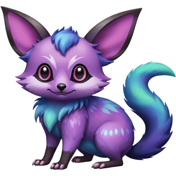 Rare epic aesthetic colorful Noibat-Eevee-Civet-species-Fakemon-hybrid-creature, with markings, full body emoji