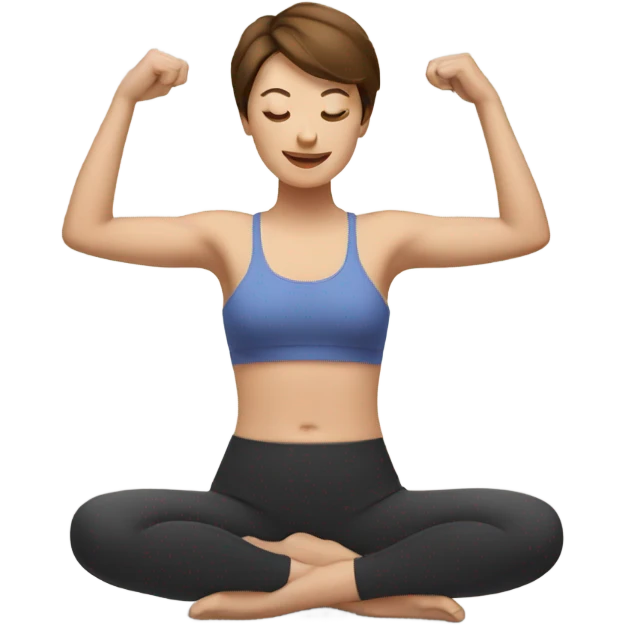 Woman with short brown hair doing Pilates exercises  emoji