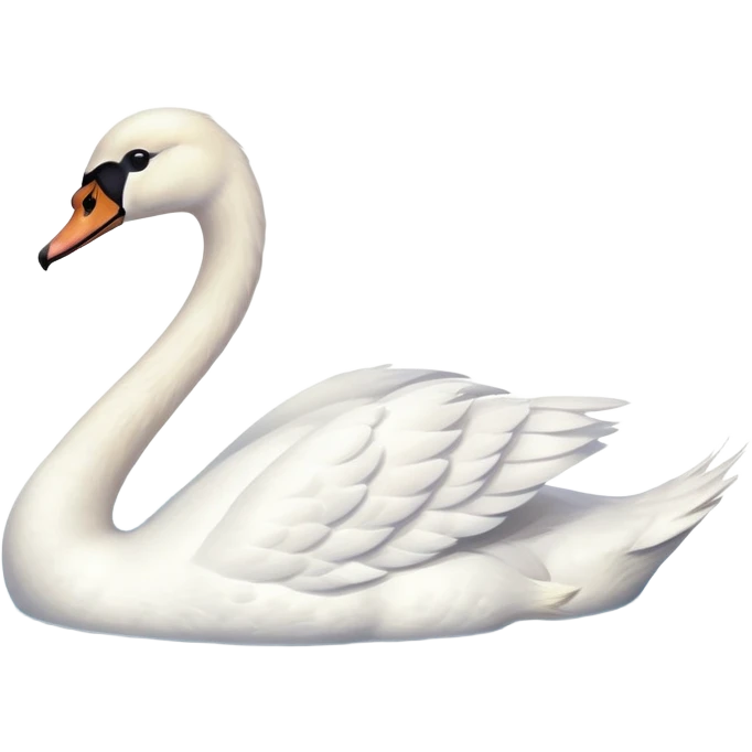 A graceful white swan gliding on a calm pond, surrounded by soft ripples and gentle reflections of the water, with a serene and elegant atmosphere. emoji