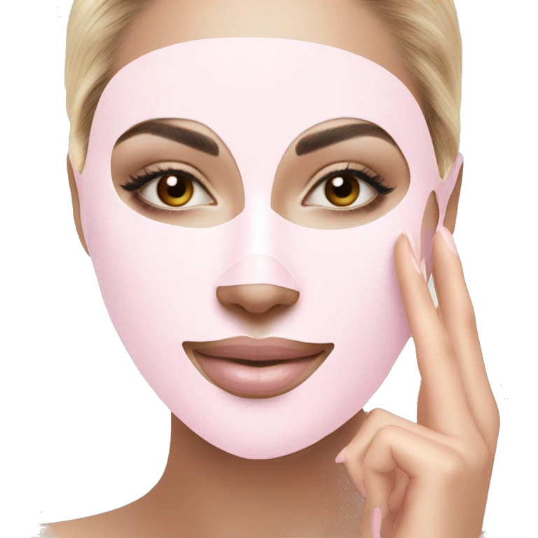Lady with pastel pink face mask spa beauty full face relaxing emoji