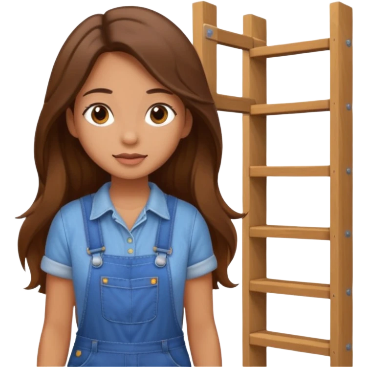 beautiful girl with long brown hair constructing new bedroom emoji
