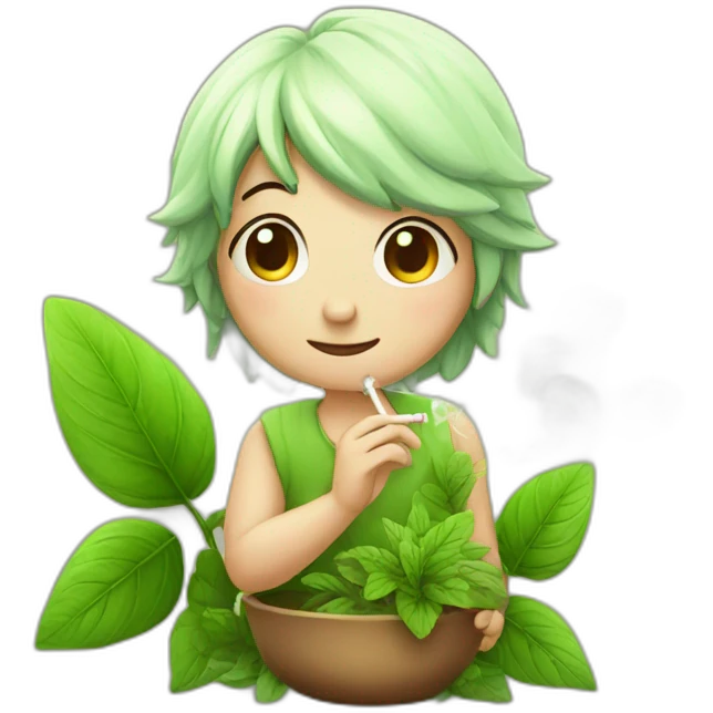 Cute fairy smoking herbs emoji