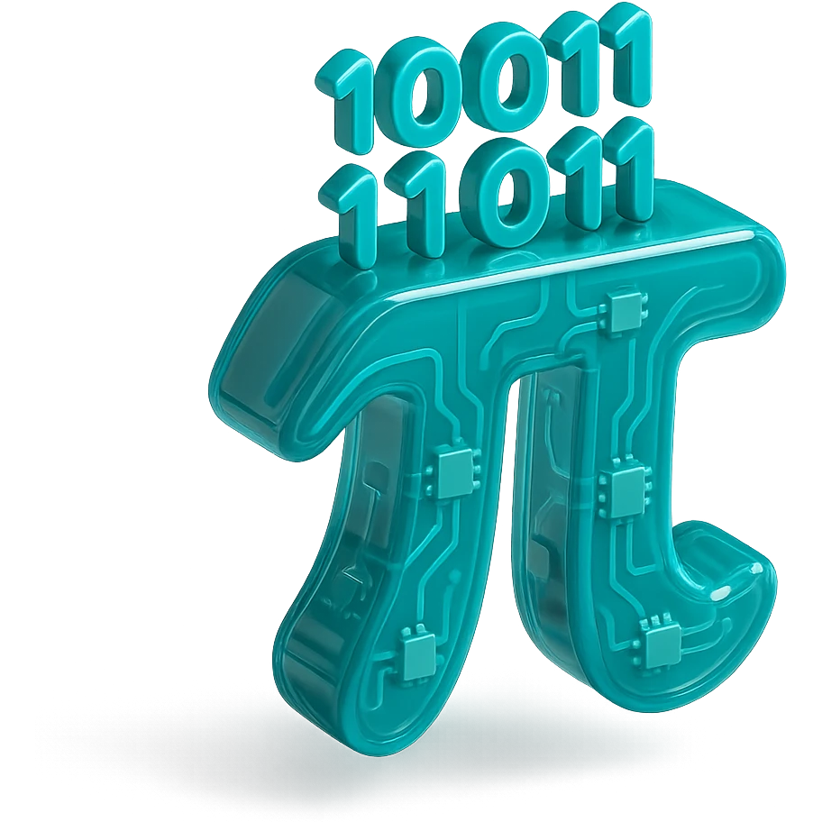  combine the π (pi) math symbol, binary code emerging from it. emoji