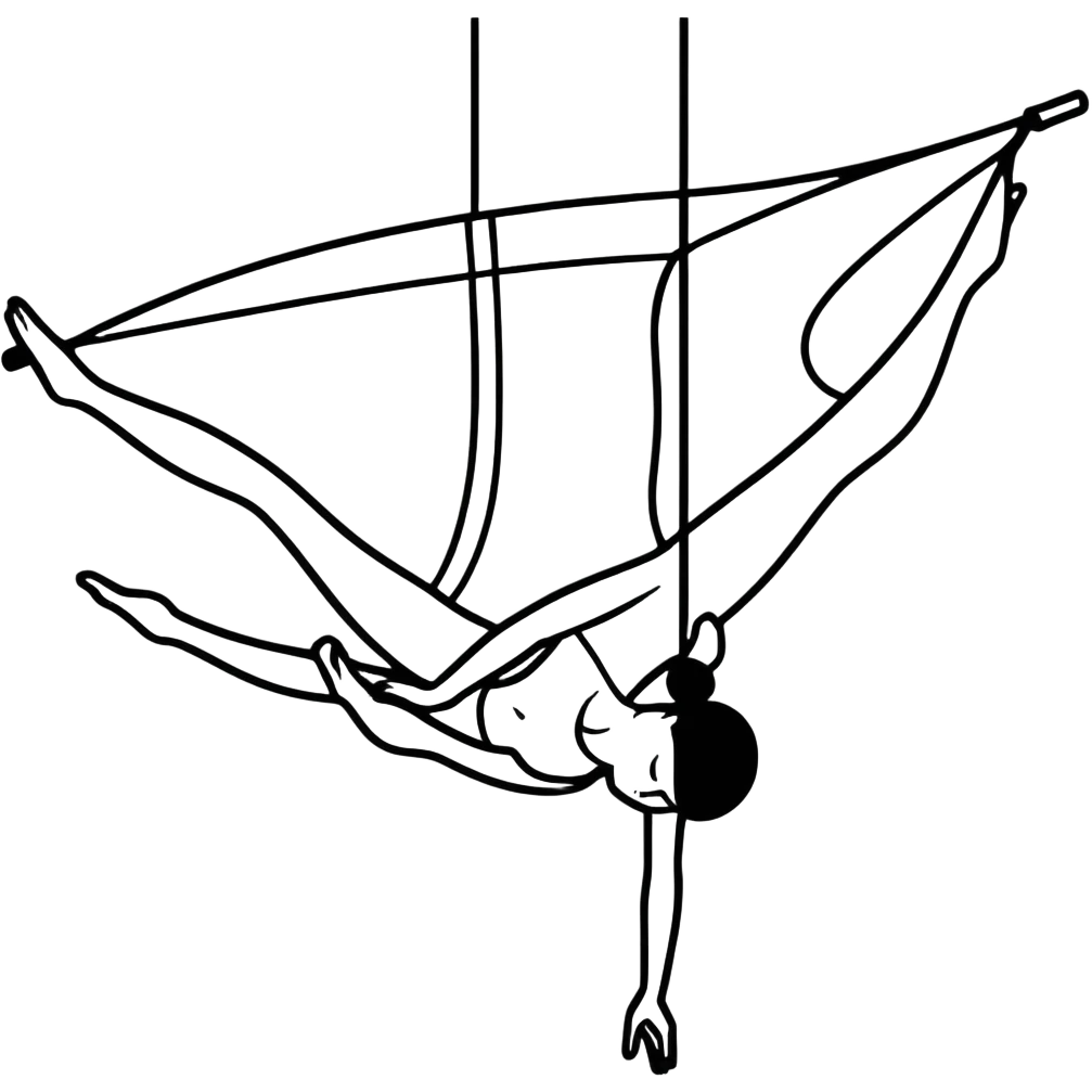Aerial silks emoji with person doing splits on it emoji