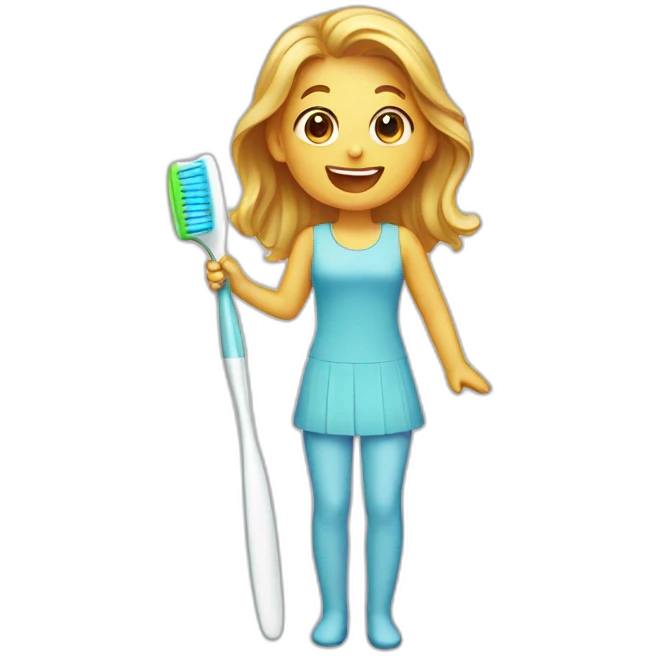 girl toothbrush emoji