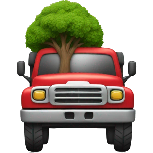Red truck carrying a tree emoji