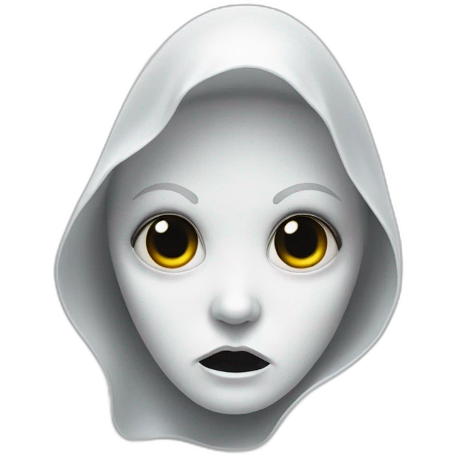 A white lady ghost with black scary eyes and mouth is broken emoji