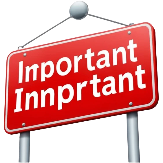 The word "important" on a red sign emoji