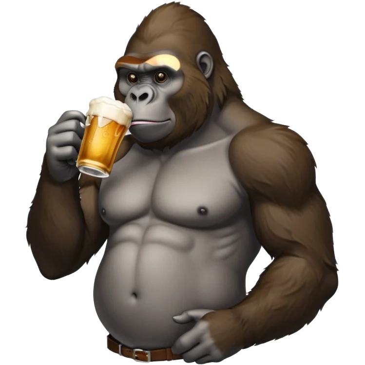 Silverback gorilla drinking beer emoji