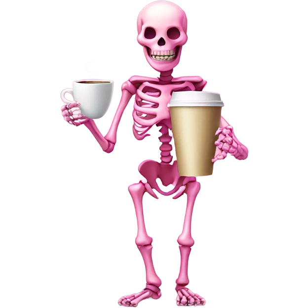 Pink Skeleton holding coffee emoji