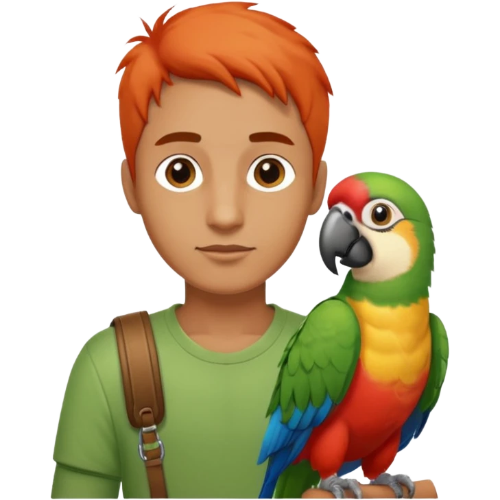 Walker + parrot on shoulder, Pet Walkers. Full body. emoji