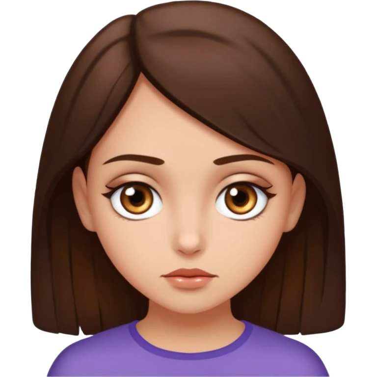 Fais moi une fille brune avec les yeux marrons, qui ce mort un doigt avec un regard coquin. emoji