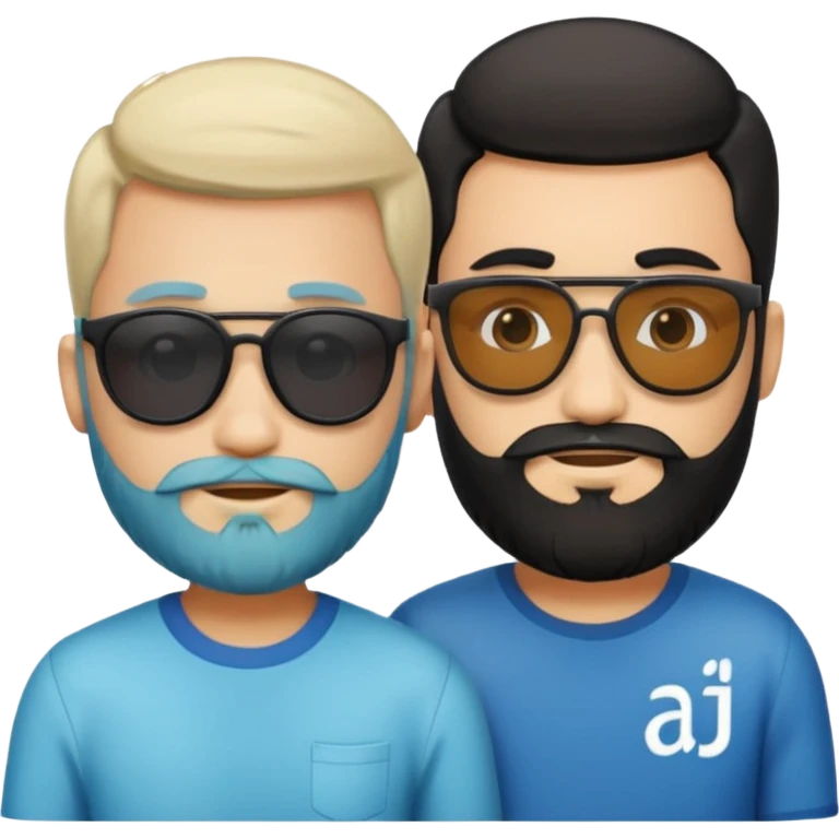 Van u make 2 cool young emojis with shades side by side, both have faded hair, one of them should also have faded beard. Beneath the faded beared emoji should have the initials WQ and the other PJ. black hair and beard emoji
