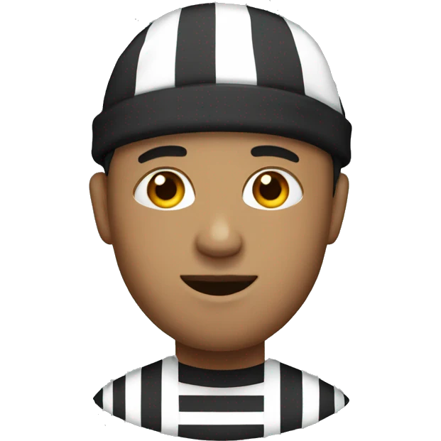man with beanie and white and black striped shirt emoji