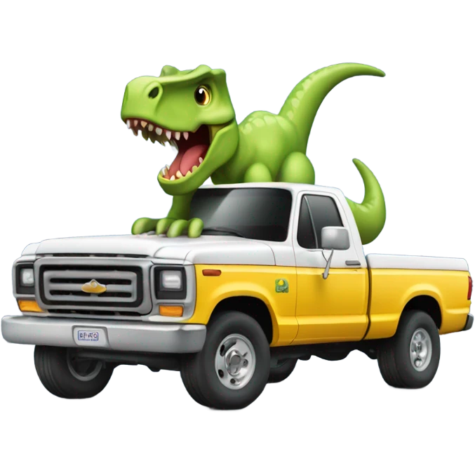 F250 with a dinosaur driving  emoji