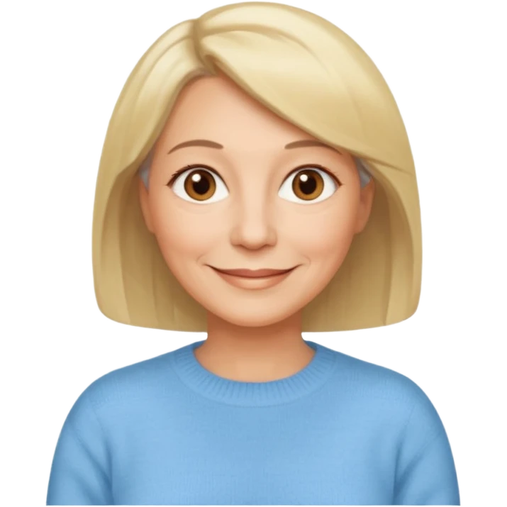 FEMME 60 ANS CHEVEUX CARRé blonds yeux marrons sourrir emoji