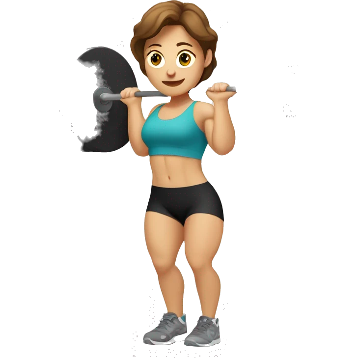 White woman with brown hair doing crossfit overhead squats emoji