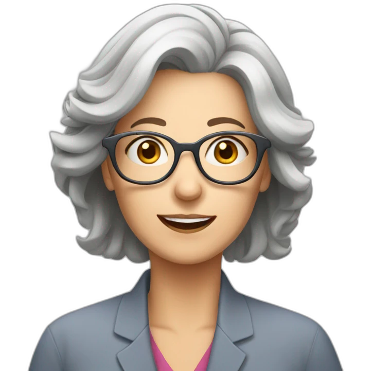 grey hair european women with glasses middle aged emoji