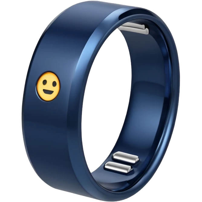 smart tech ring in #232952 (dark blue) color. Plain band with sensors visible inside emoji