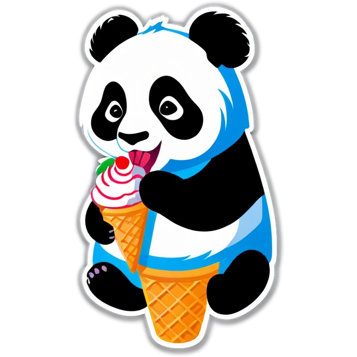 Panda eating ice cream emoji