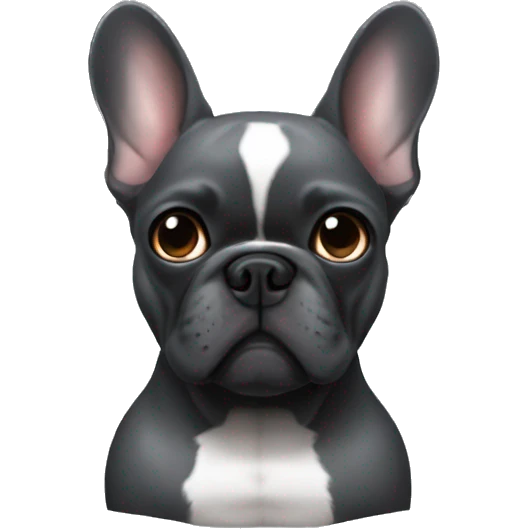 French bulldog dark grey superhero emoji