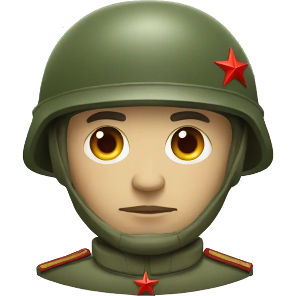 ussr soldier serious with military helmet with red star emoji
