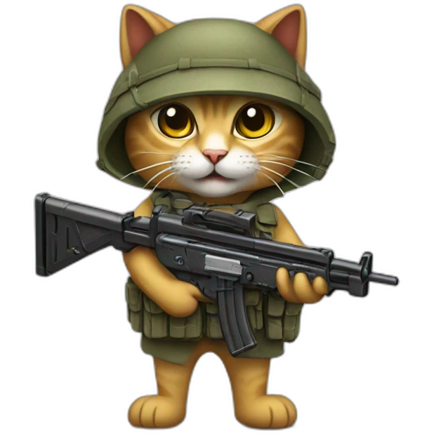 Cat with a MG42 machine gun emoji