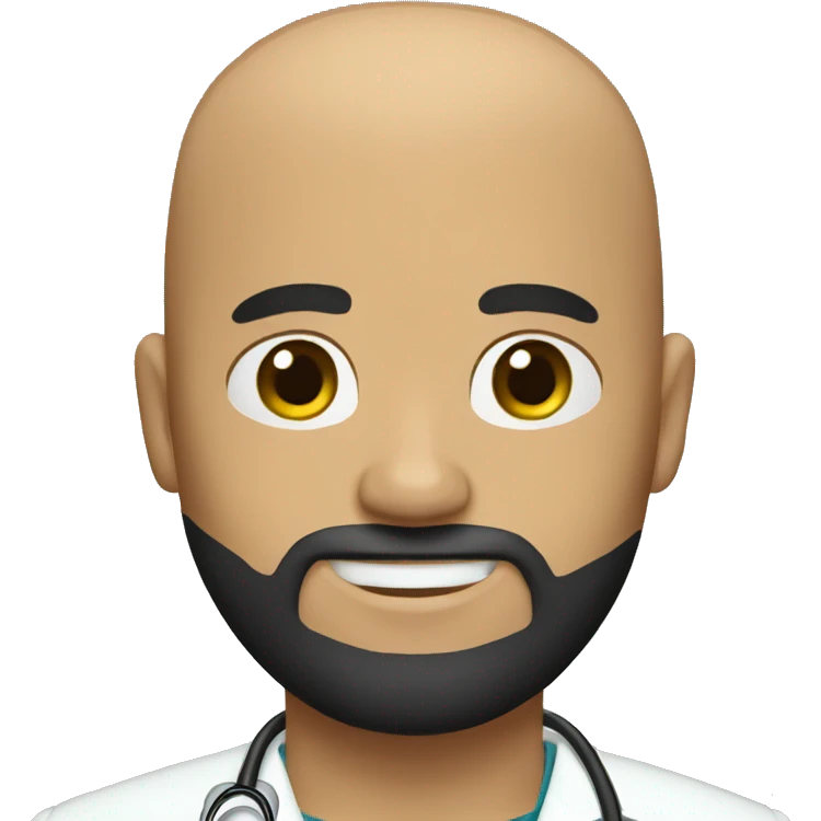 Bald head doctor tan skin crown black beard emoji