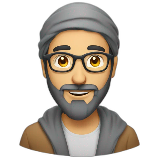 bearded arab man with grey glasses and winking emoji
