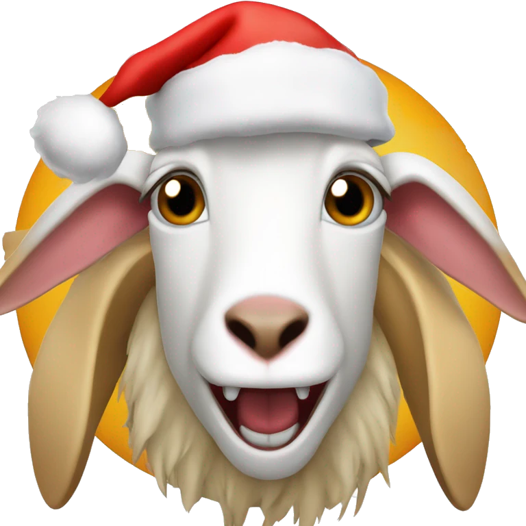 crazy goat, sata hat, christmas hat, screaming emoji
