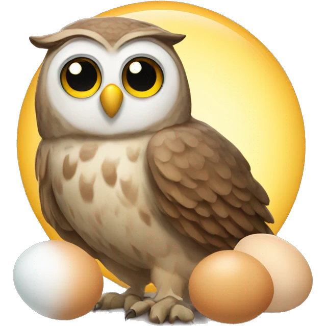 Owl with two eggs emoji