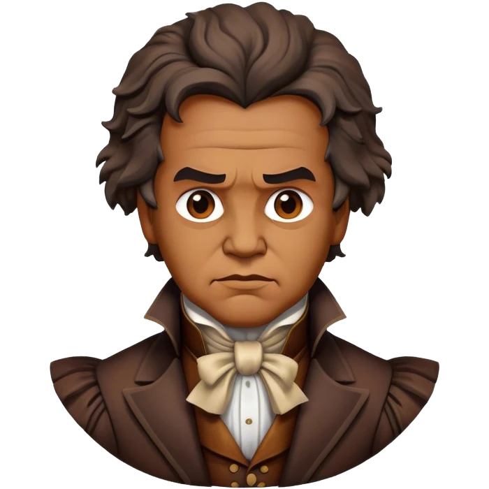 Cinematic Realistic Beethoven Portrait Emoji, depicted as a passionate composer with intense expressive features in period attire, rendered with rich textures and dramatic moody lighting that captures the turbulent genius of his music. emoji