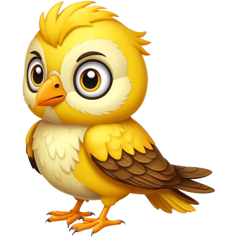 Cartoon yellow cuckoo with big eyes emoji