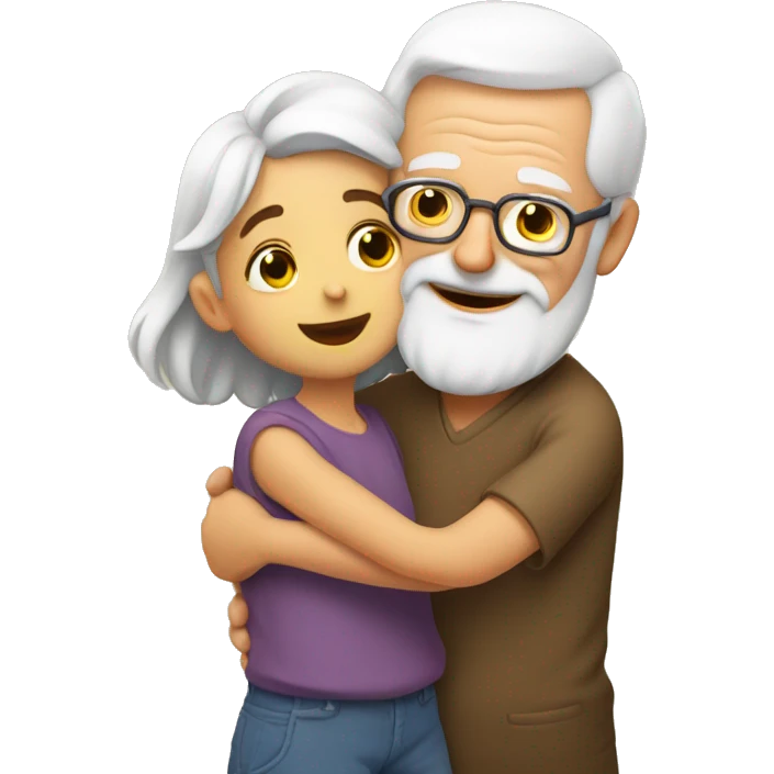 Grandpa huggings with little girl emoji