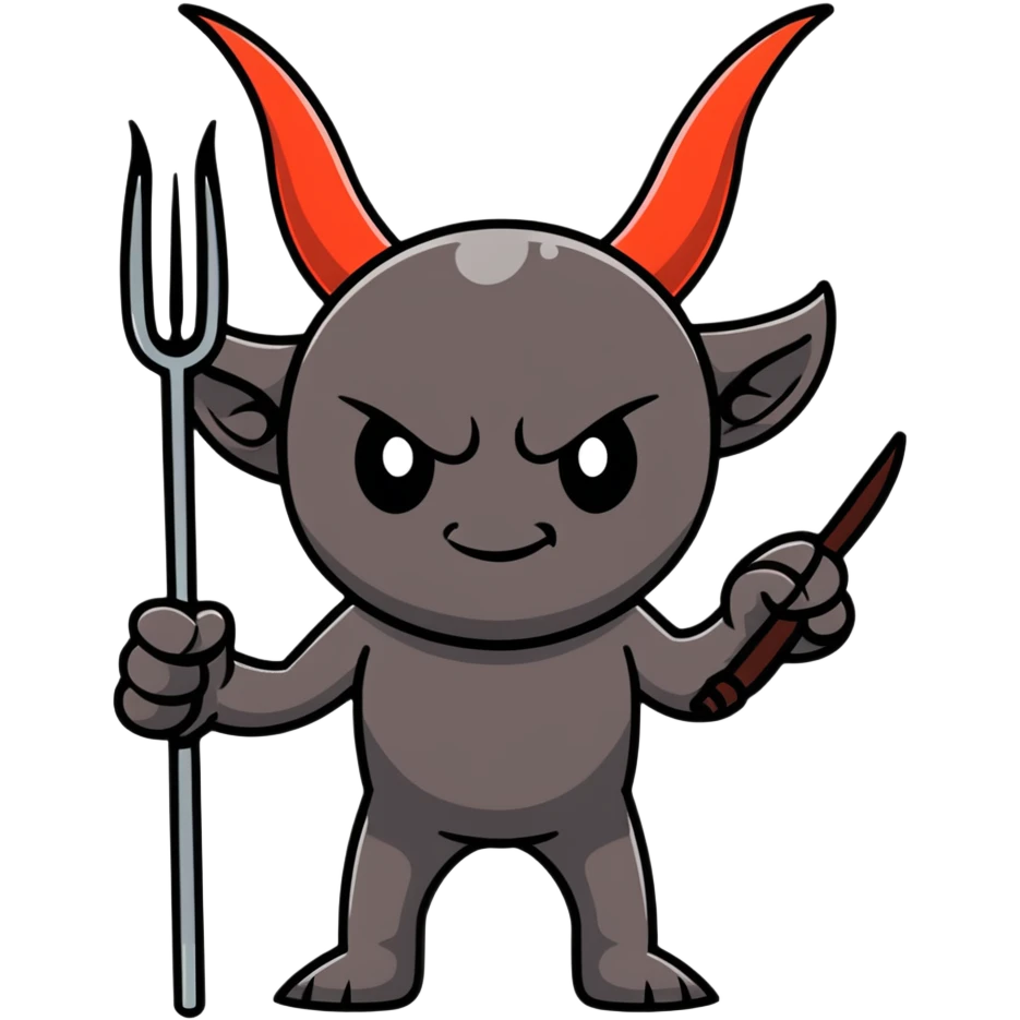 cute little demon with pitchfork emoji
