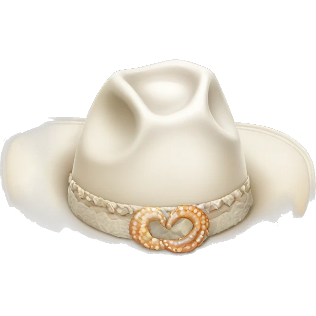 White cowgirl hat with seashell band emoji