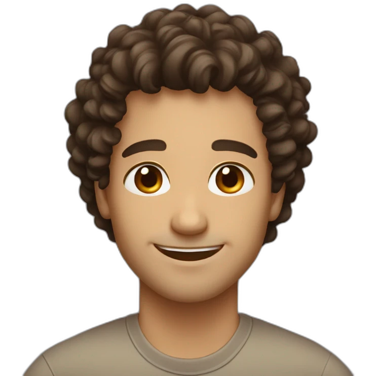 man curly dark brown hair brown eyes smiling emoji