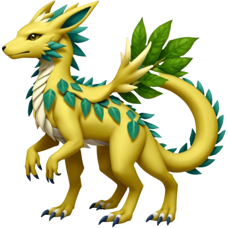  Exotic Ivy Dragonic Feathery ScalyMeloetta-Zygarde-Zeraora-Renamon-Protogen-Palkia-hybrid-fusion-Fakémon-creature, full body emoji