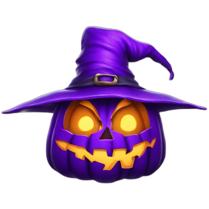 evil jack-o-lantern wearing purple wizard hat emoji