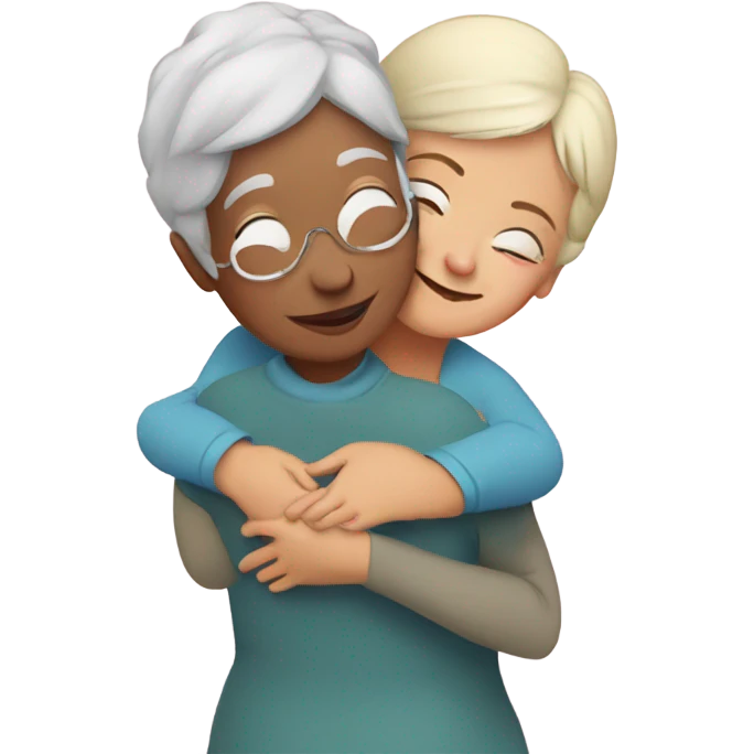 Grandma huggings with a girl emoji