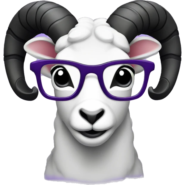 Purple Ram with black rimmed glasses emoji