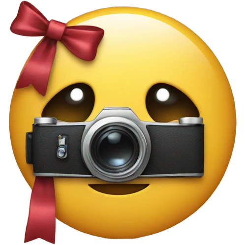 emoji smirk with a bow on its head holding a camera emoji