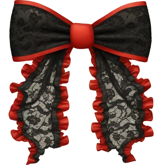 black lace bow with red ruffles emoji