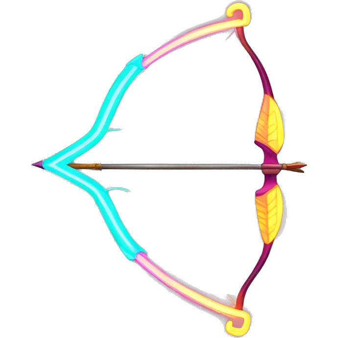bow and arrow with glowing neon emoji