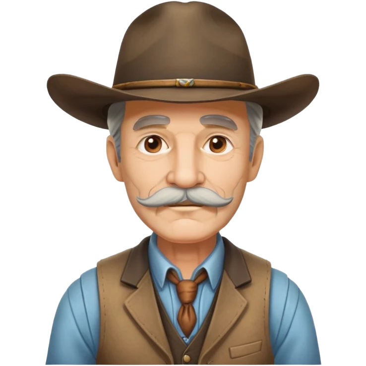 Dutch van der Linde from Red Dead Redemption, older man with mustache wearing a suit vest and wide-brimmed hat, western outlaw leader emoji