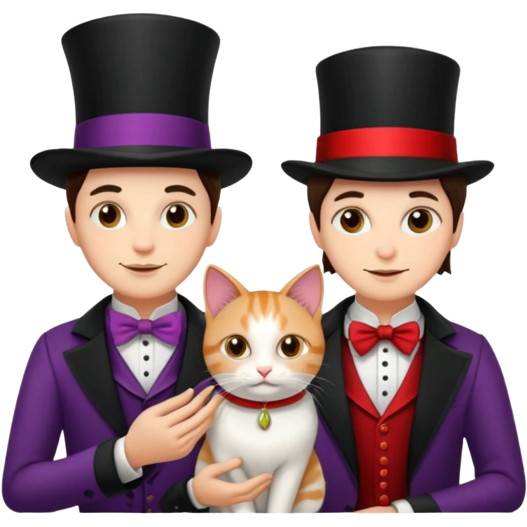 magician couple and their pet cat emoji