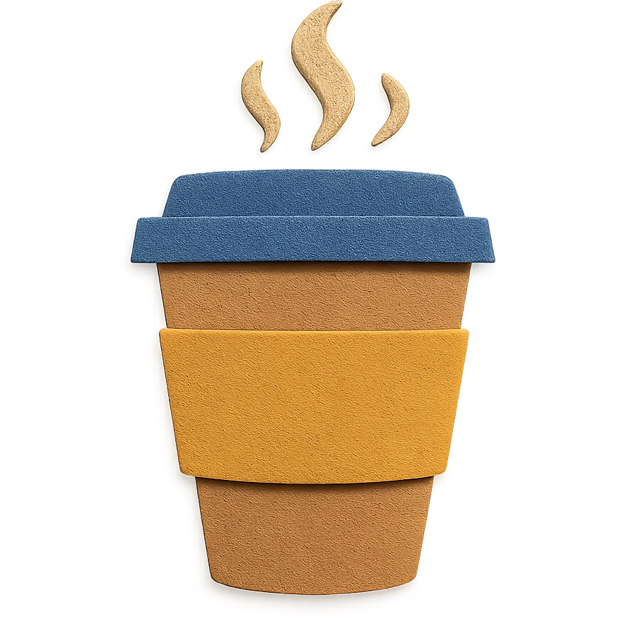 icon of a coffee cup in paper craft style emoji