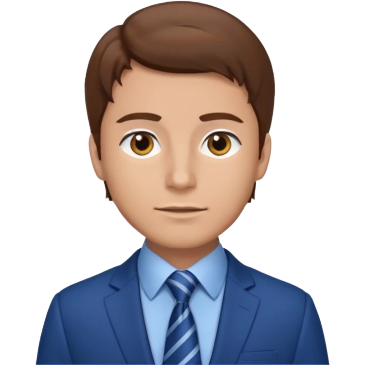 man with brown hair in blue suit emoji
